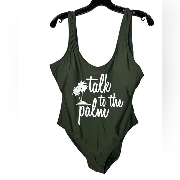 TALK TO THE PALM One Piece Green Swimsuit Bathing Suit Size XL - Picture 5 of 7